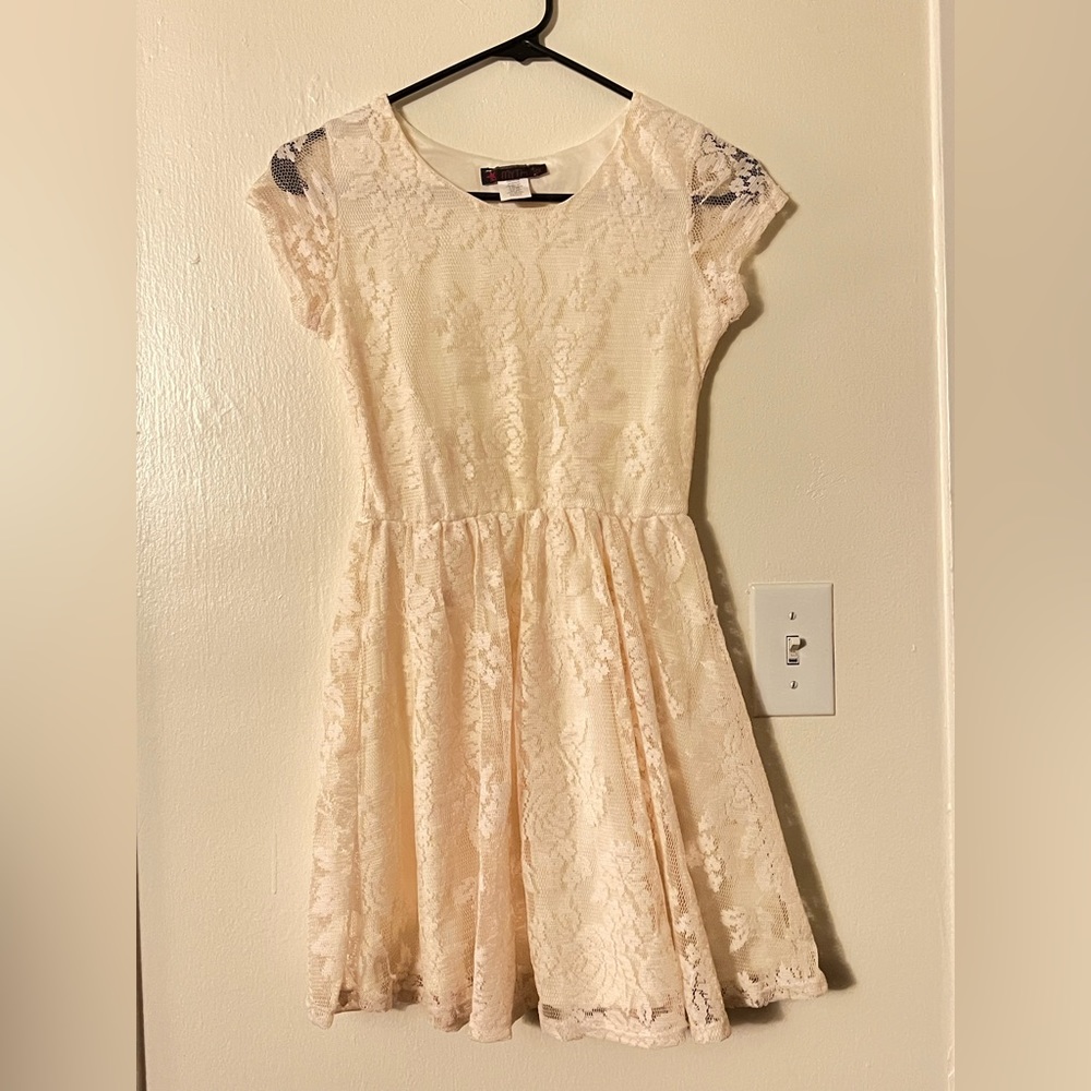 Beige lace formal dress